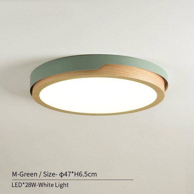 Plafonnier LED en bois et métal Nordic (plusieurs couleurs)