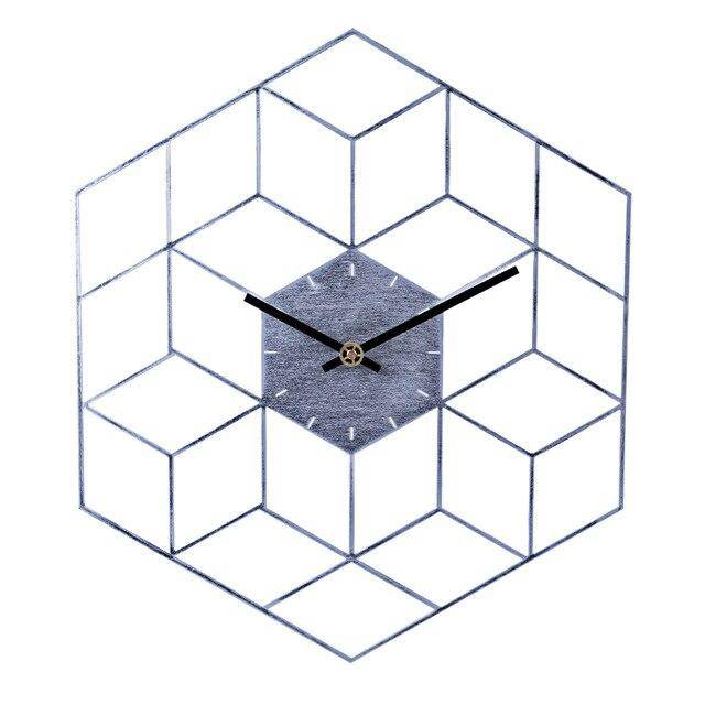 Horloge murale hexagonale en métal 40cm Cube