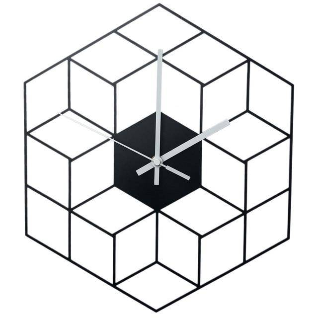 Horloge murale hexagonale en métal 40cm Cube