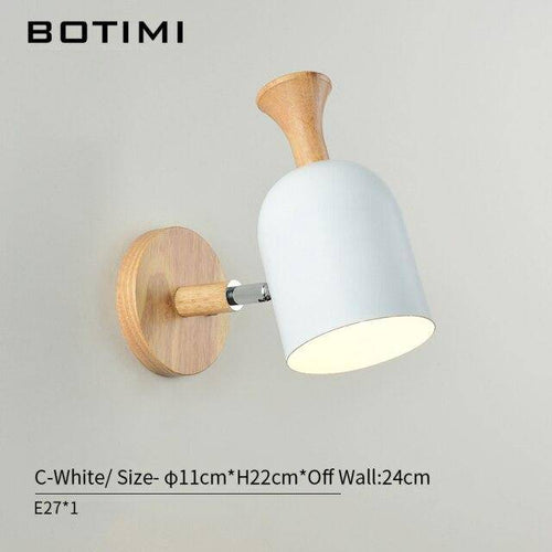 Applique murale moderne LED en bois avec abat-jour en tissu coloré - vue 10 sur 11