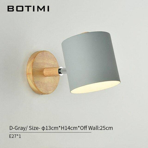 Applique murale moderne LED en bois avec abat-jour en tissu coloré - vue 11 sur 11