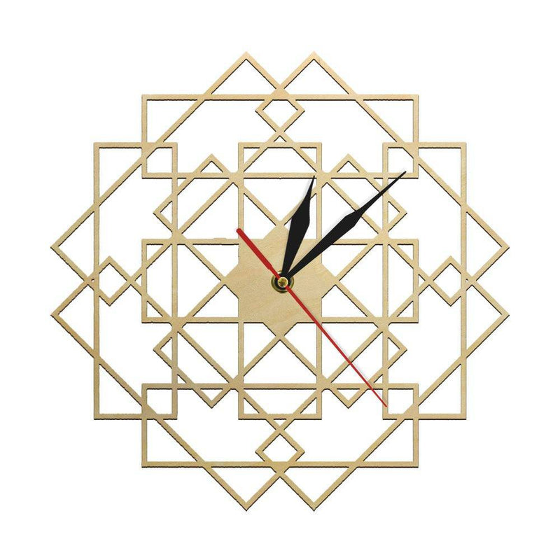 Horloge murale en bois avec rectangles superposés 30cm Mandala