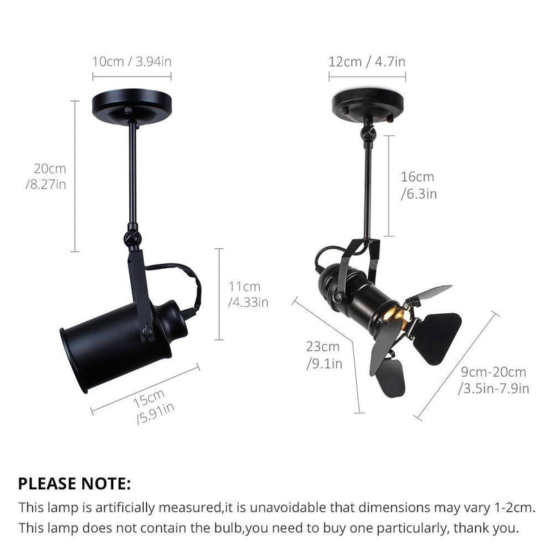 Moderno foco LED cilíndrico de metal negro Estilo cámara