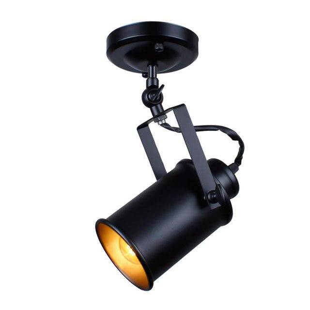 Spot moderne à LED cylindre en métal noir style Caméra