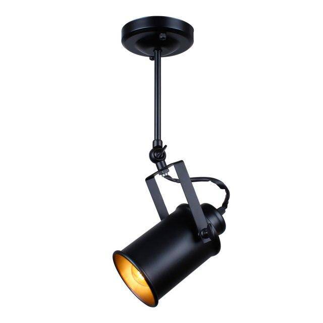 Moderno foco LED cilíndrico de metal negro Estilo cámara