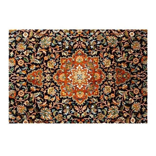 Tapis persan rectangle orange au style dirouz F