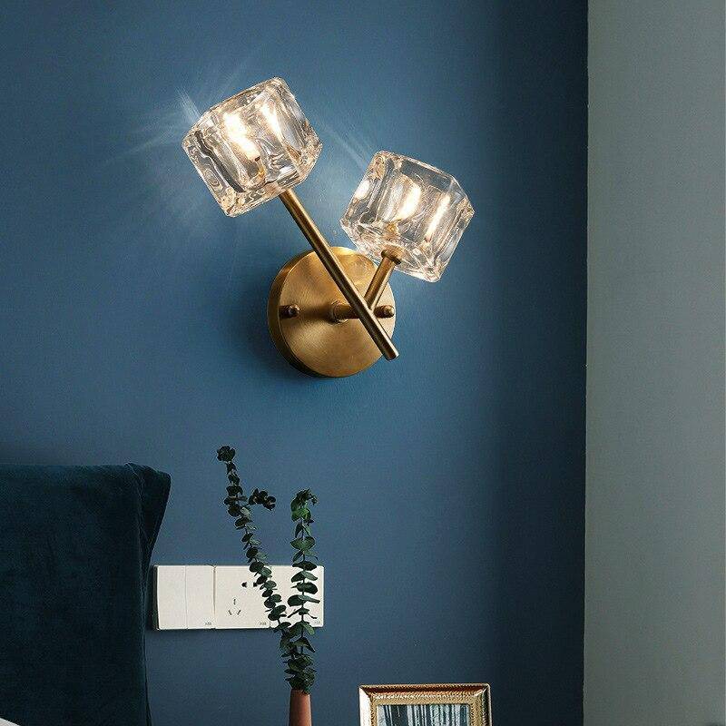 Lámpara de pared design LED oro con pantalla de cristal