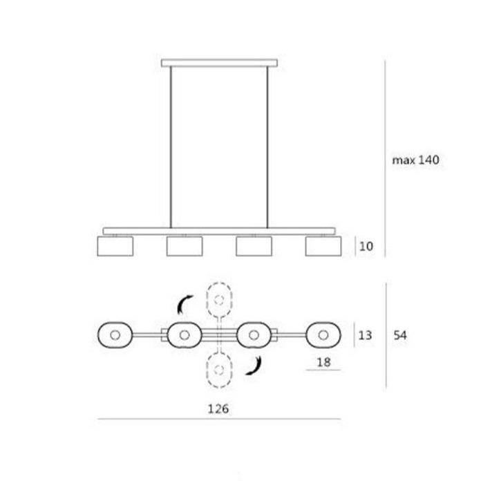 Suspension design LED avec plusieurs abat-jours blancs Coffee