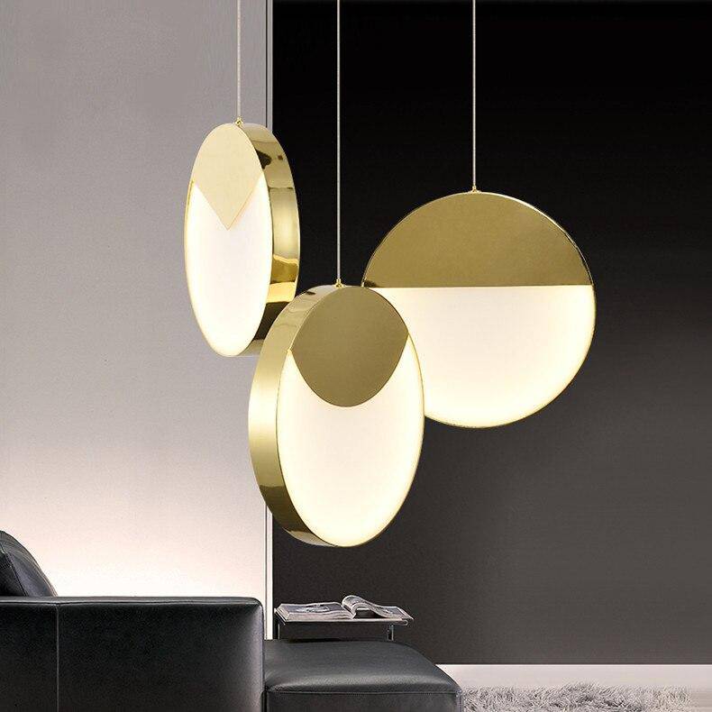 Suspension design LED aux formes arrondies dorées Créative