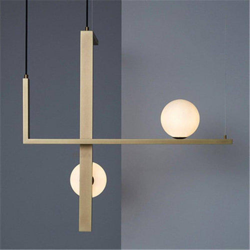 Suspension LED aux formes géométriques design et finitions cuivrées - vue 5 sur 10