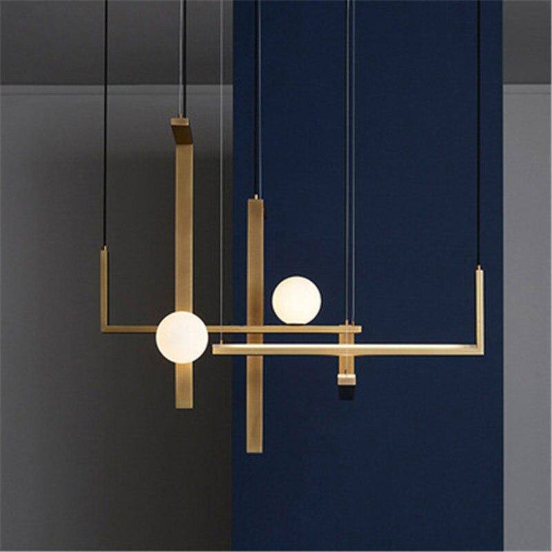 pendant light LED with geometric design and copper finish