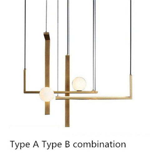 Suspension LED aux formes géométriques design et finitions cuivrées - vue 8 sur 10