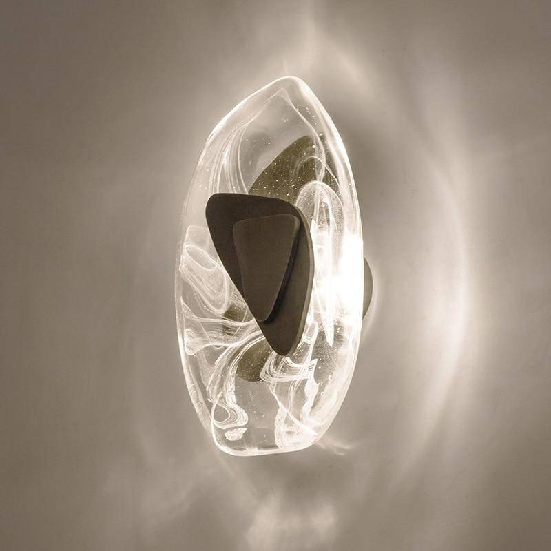 Lámpara de pared design LED con formas redondeadas en cristal de lujo