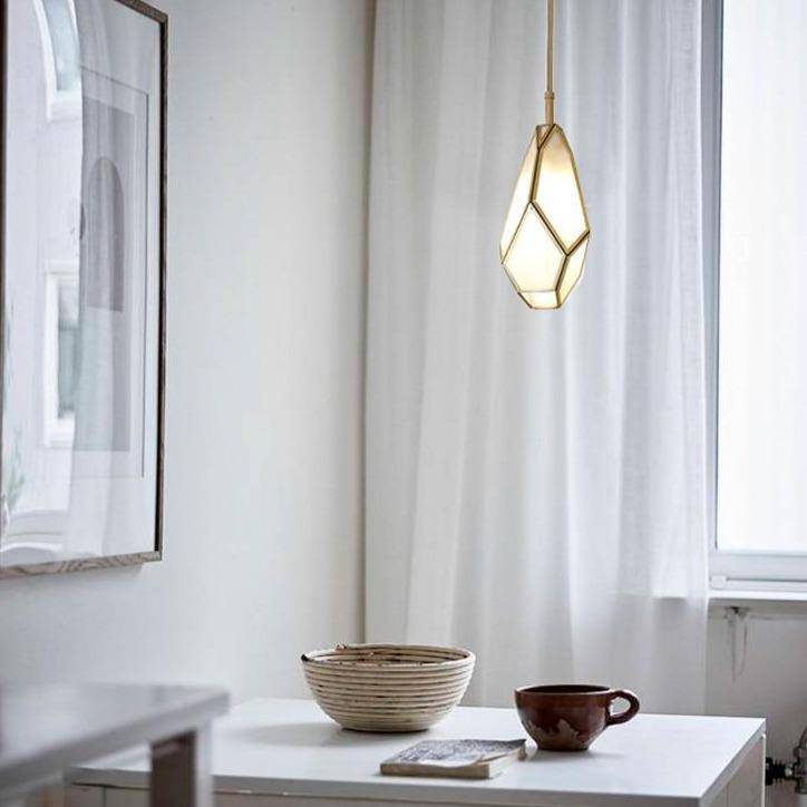 pendant light golden design in metal and glass of various shapes