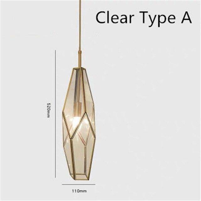 pendant light golden design in metal and glass of various shapes