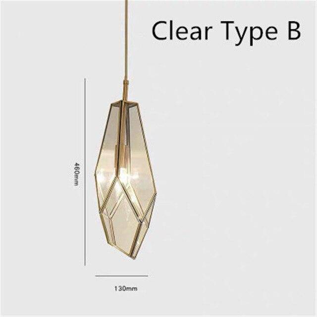 pendant light golden design in metal and glass of various shapes