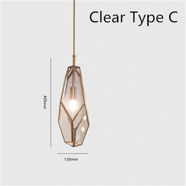 pendant light golden design in metal and glass of various shapes