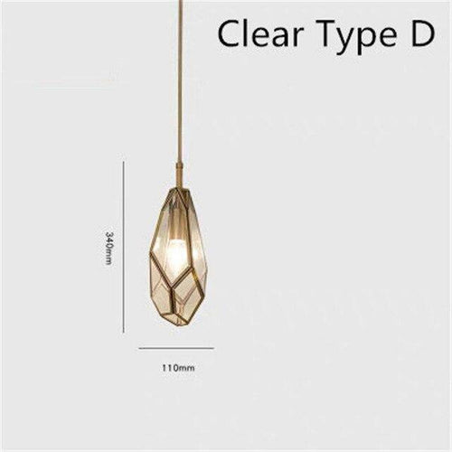Suspension design dorée en métal et verre de plusieurs formes - vue 9 sur 9