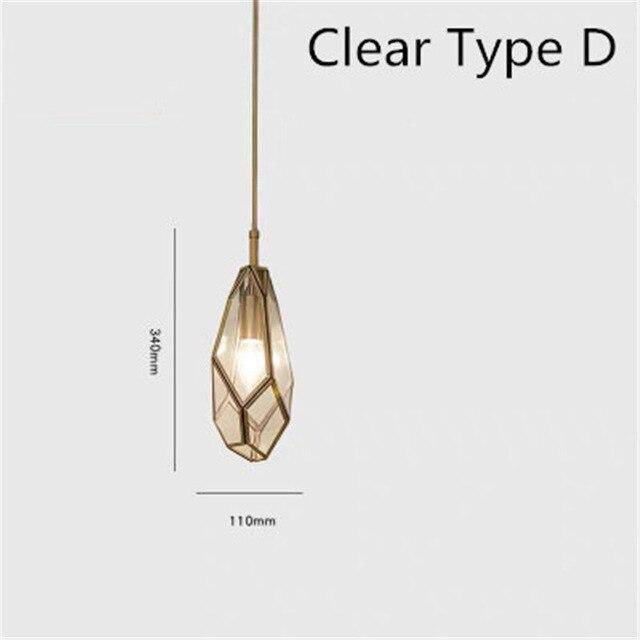 pendant light golden design in metal and glass of various shapes