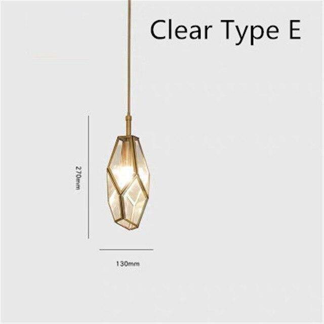 pendant light golden design in metal and glass of various shapes