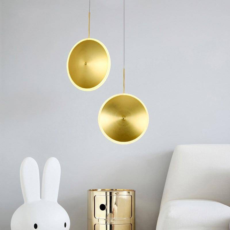 pendant light golden LED disc design