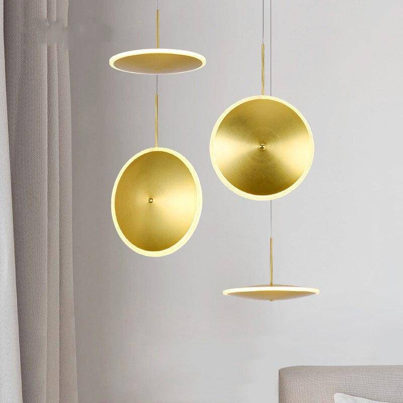 pendant light golden LED disc design