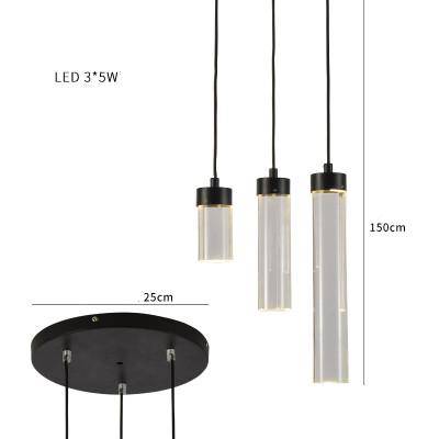 Suspension design cylindre en verre de plusieurs longueur