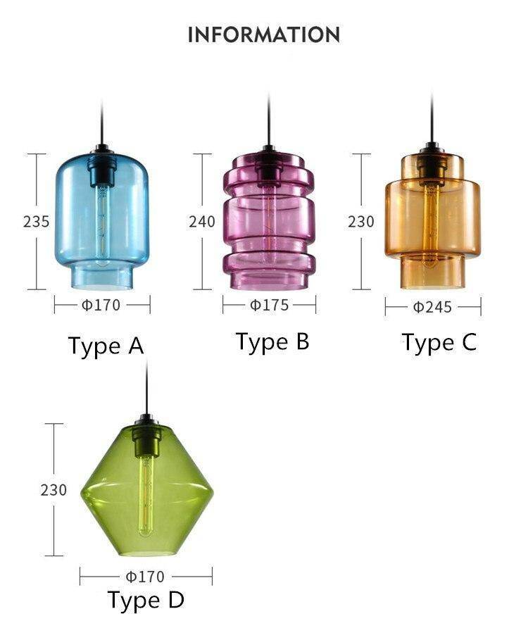 pendant light of several shapes in colored glass Stained