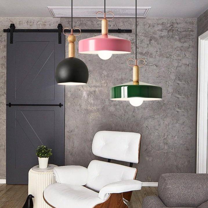 pendant light modern color and wooden rod