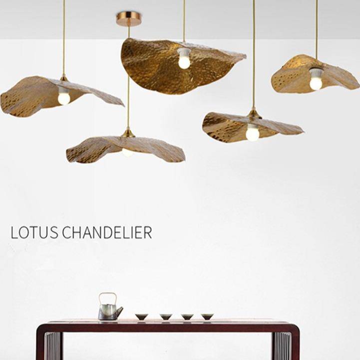 Suspension design feuille de lotus style chinois