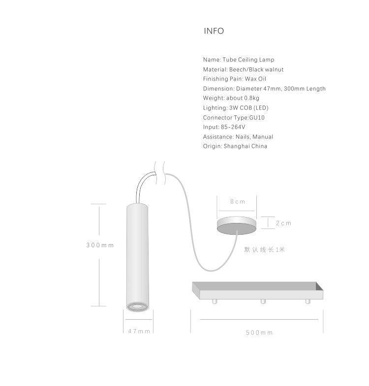 pendant light LED cylindrical wood design in various shades