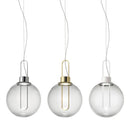 Suspension design boule de verre et socle chromé