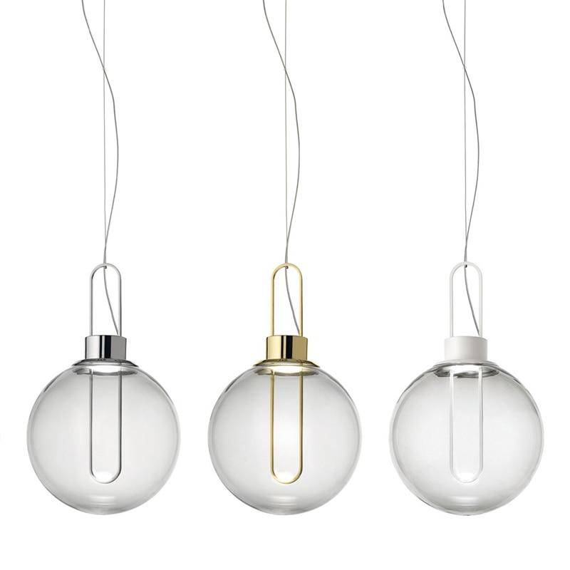 pendant light glass ball design and chrome base
