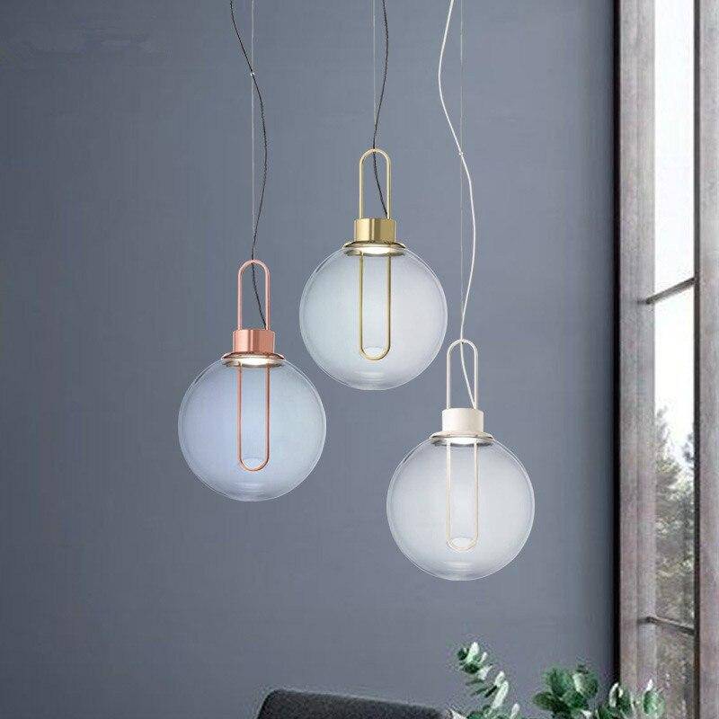 Suspension design boule de verre et socle chromé - vue 2 sur 10