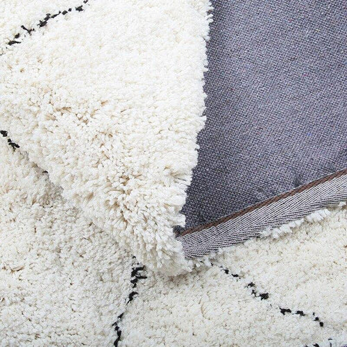 Tapis shaggy rectangle style berbère blanc à dessins Line C