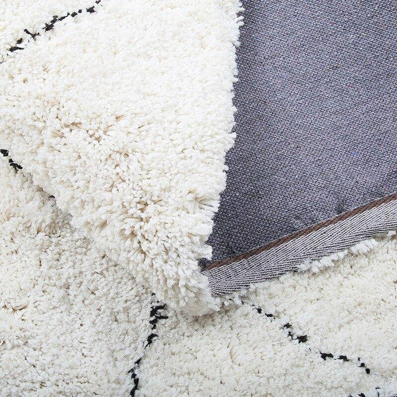 Tapis shaggy rectangle style berbère blanc à dessins Line B - vue 3 sur 4