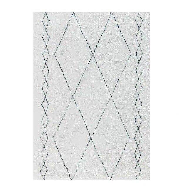 Tapis shaggy rectangle style berbère blanc à dessins Line B