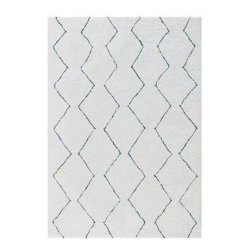 Tapis shaggy rectangle style berbère blanc à dessins Line C