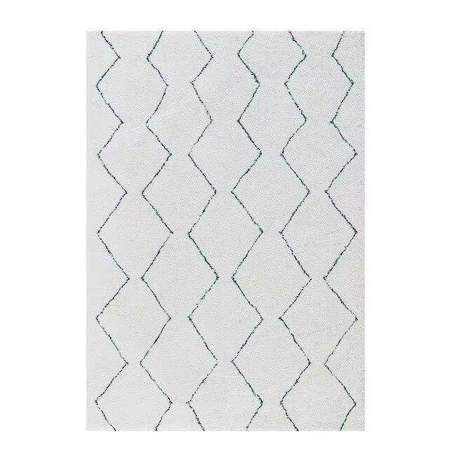 Tapis shaggy rectangle style berbère blanc à dessins Line C - vue 5 sur 5
