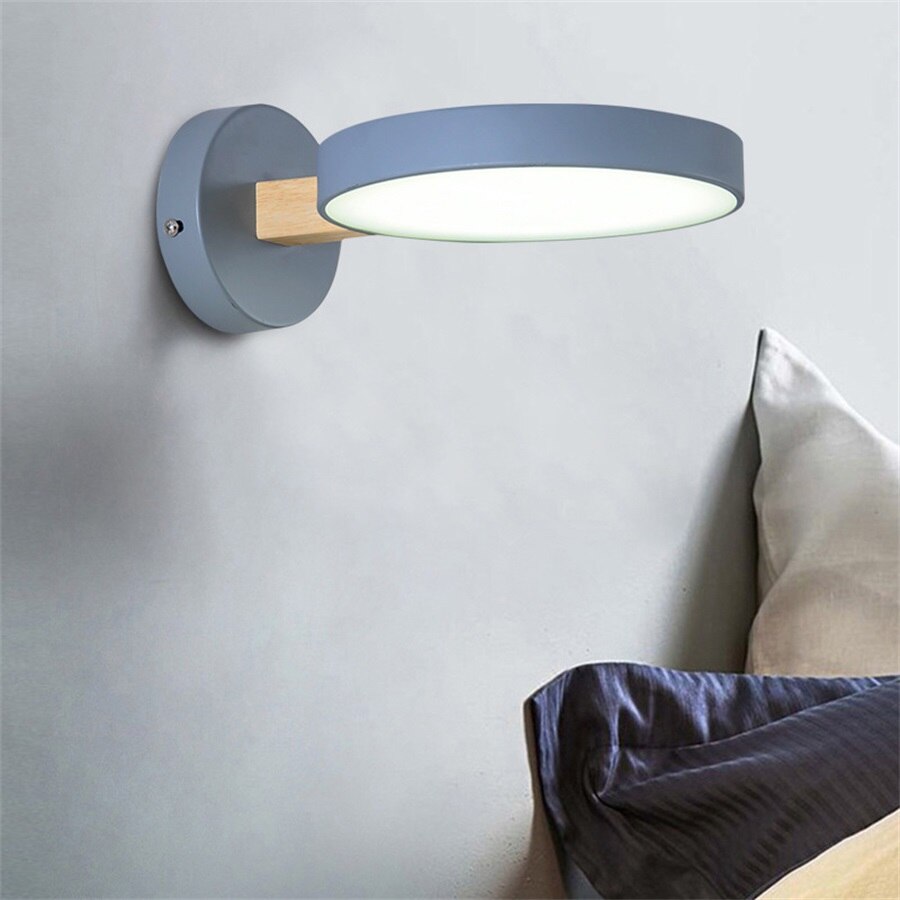 Applique murale scandinave LED circulaire et détails en bois Cesia - vue 8 sur 13