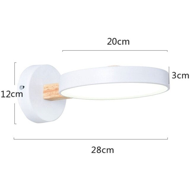 Applique murale scandinave LED circulaire et détails en bois Cesia - vue 12 sur 13