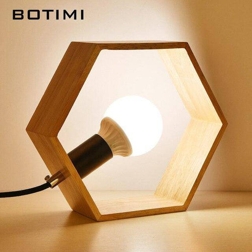 LED table lamp made of wood with geometric shapes Boti