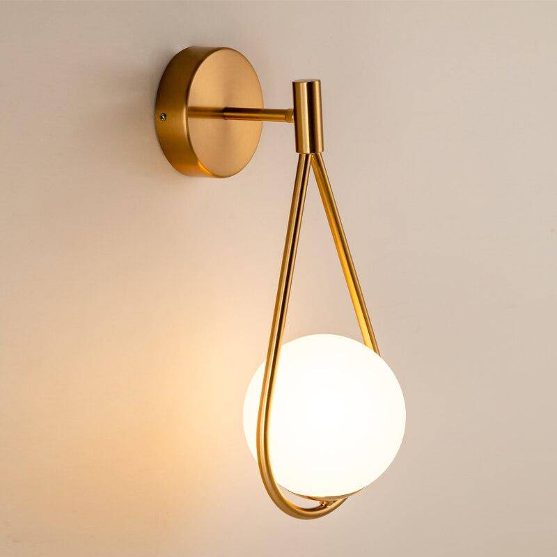 Lámpara de pared design LED oro con bola blanca Lámpara de pared