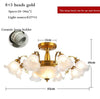Lustre à LED avec abat-jour en fleurs