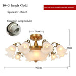 Lustre à LED avec abat-jour en fleurs
