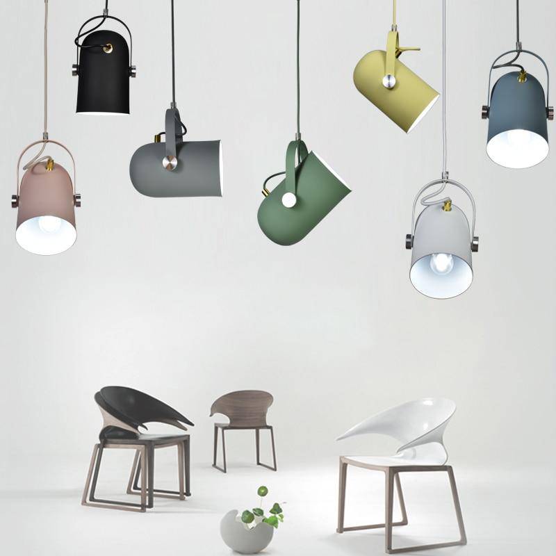 Pendant light with coloured spots in aluminum