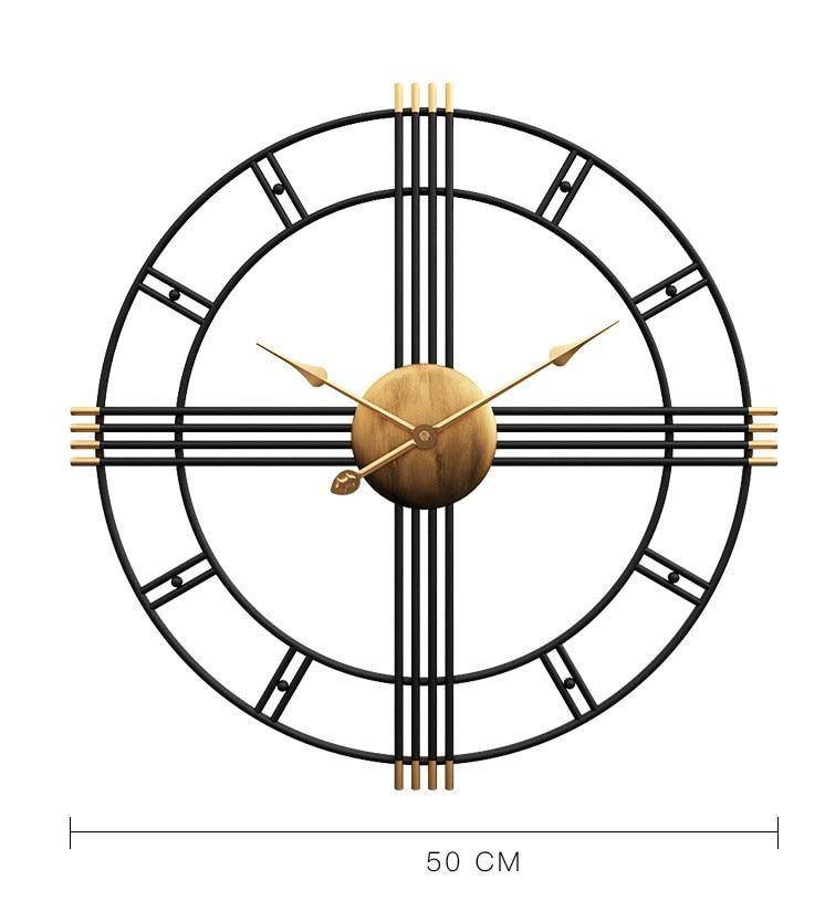 Horloge murale ronde en métal industriel 50cm Restaurant