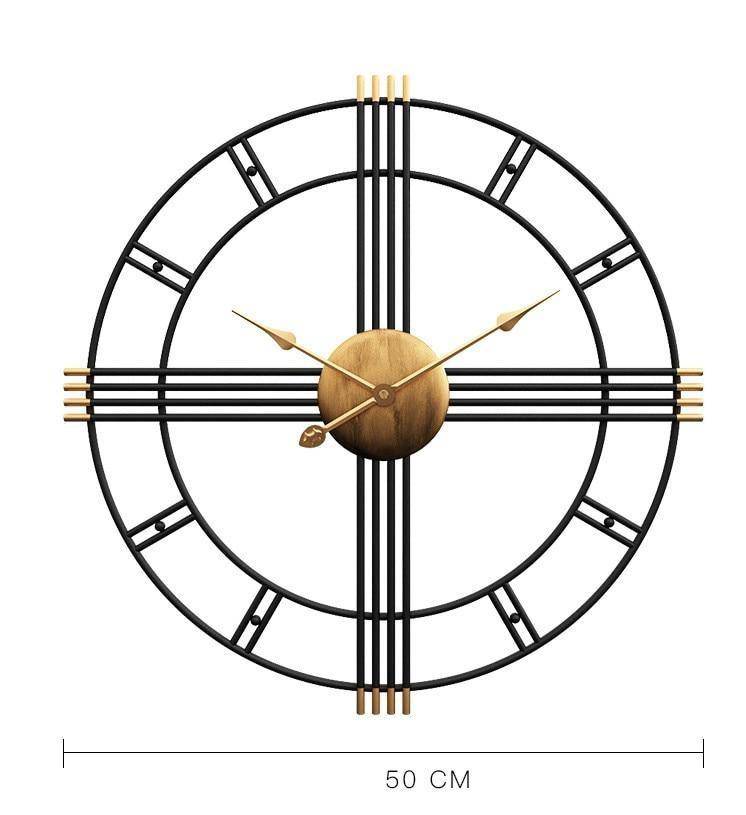 Horloge murale ronde en métal industriel 50cm Restaurant