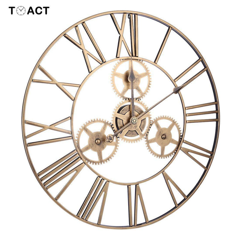 Horloge murale ronde en métal industriel avec mécanique 50cm