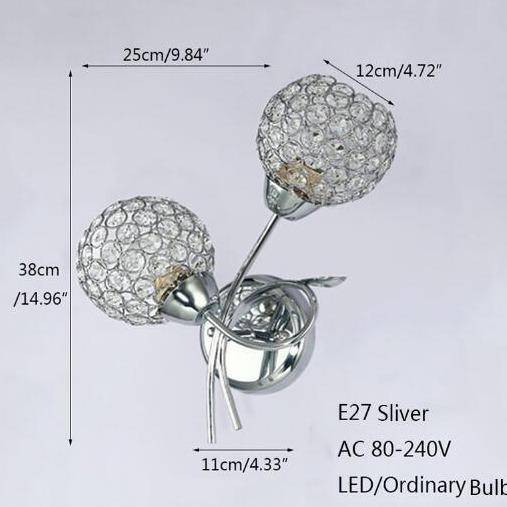 Applique murale design à LED avec double abat-jour en verre cristal Rétro